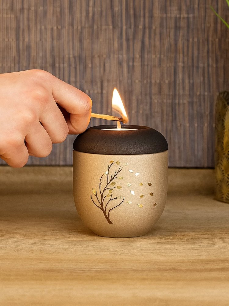 Keramická miniurna Van Gogh - Mandlový květ/Bílá