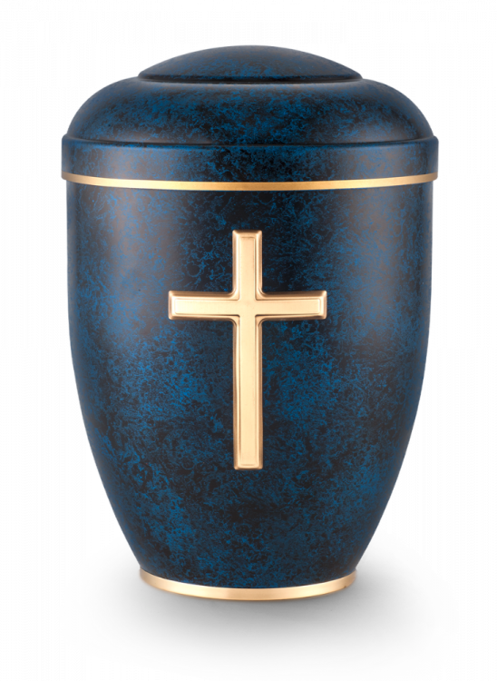 Ekologická urna Rustica, kříž, modrá