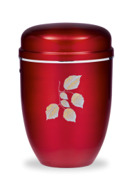 Kovová urna Lucea - Červená/Listy