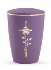Ekologická urna Pastell, růže a kříž, fialová