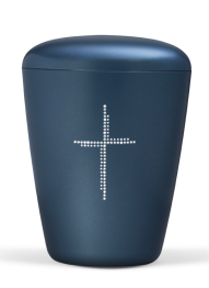 Ekologická urna Cross, modrá, motív kríža