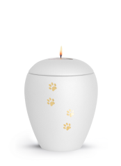 Zvířecí urna Verona Paws se svíčkou - Bílá 1,5l