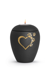 Zvířecí urna Verona Heart se svíčkou - Černá 1,5l