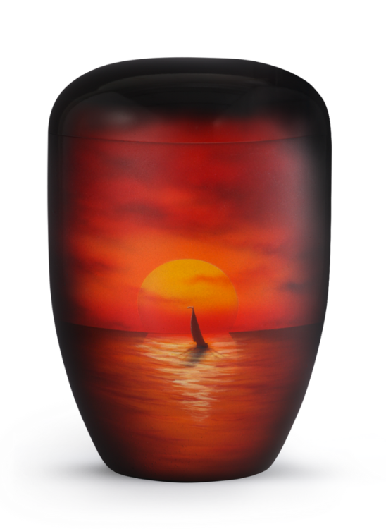 Ekologická urna Airbrush, motiv, západ slunce, airbrush