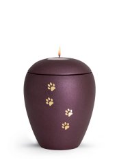 Zvířecí urna Verona Paws se svíčkou - Berry 1,5l