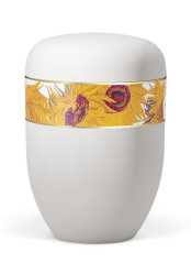 Ökologische Urne Van Gogh, sonnenblumen/Weiß
