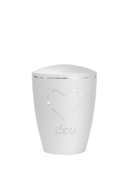 Zvířecí urna Elegance Heart, bílá 0,5l, srdce, kamínky