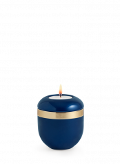 Keramická miniurna Brillant, modrá, zlatá, svíčka.