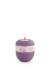 Keramická miniurna Pastell II, fialová, zlatá, svíčka.