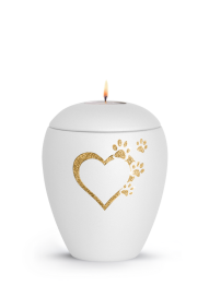 Zvířecí urna Verona Heart se svíčkou - Bílá 1,5l