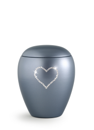 Zvířecí urna Crystal  Heart - Šedá 1,5l