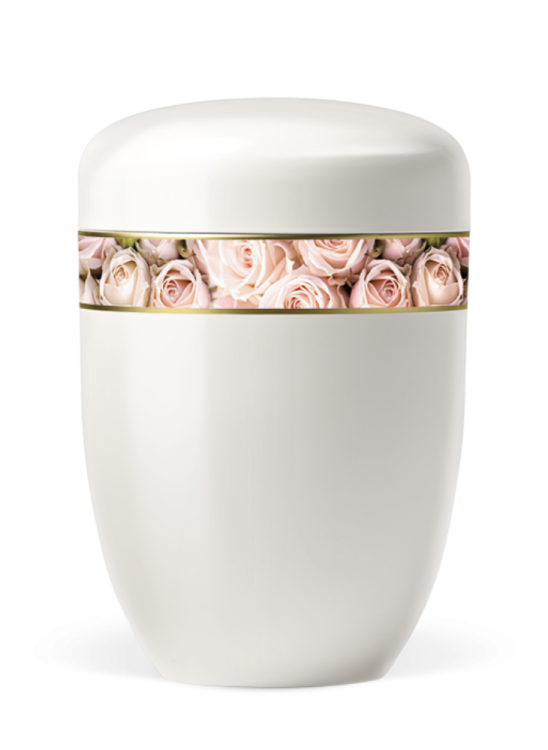 Metalowa urna Royal White, róża