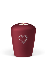 Keramická miniurna Heart, vínově červená, srdce, svíčka