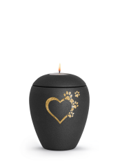 Zvířecí urna Verona Heart se svíčkou - Černá 0,5l