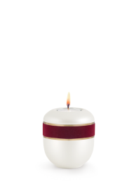 Keramická miniurna D'artiste, bordó, ozdobný prúžok, sviečka