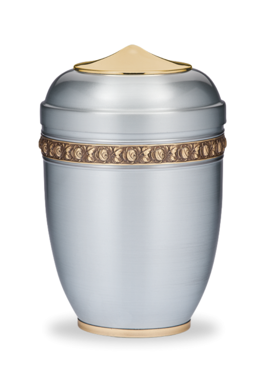 Kovová urna Amara II, modrá/pásek