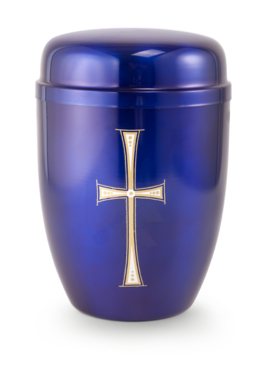 Kovová urna Faith Modrá - Kříž