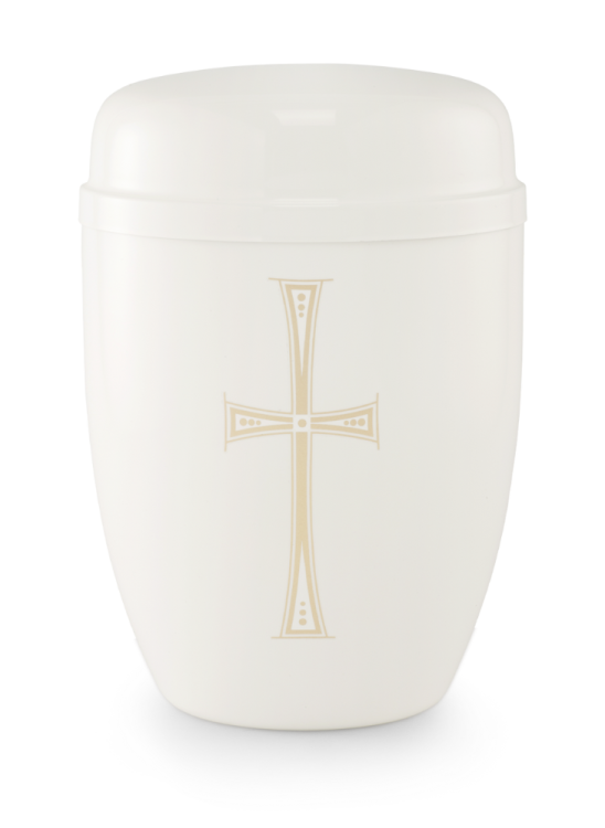 Kovová urna Faith Bílá - Kříž