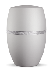 Ekologická urna Glamour Silver, stříbrně šedá, ozdobný pásek