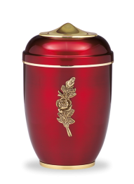 Kovová urna Amara II, červená/ růže
