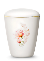 Ökologische Urne Exclusive – Weiß/Blumenstrauß