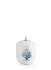 Keramická miniurna Silva, zimní javor, bílá, svíčka.