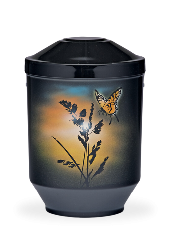Kovová urna Aibrush, motýl