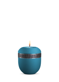 Keramická miniurna Veta, arktická, tyrkysová, čierny pás, sviečka