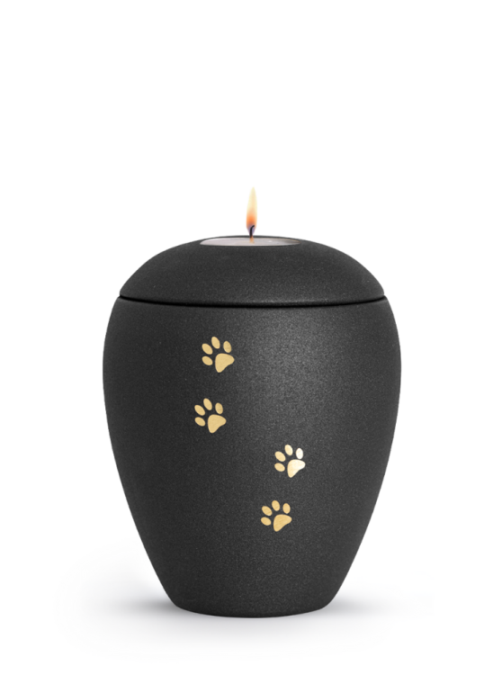 Zvířecí urna Verona Paws se svíčkou - Černá 1,5l