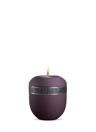 Keramická mini urna Veta, fialová, čierny pás, sviečka