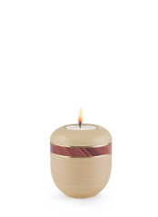 Keramická miniurna Milano, světle hnědá, vzor, svíčka.