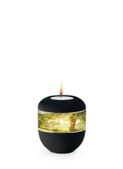 Keramická miniurna Ventura, sametově černá, louka, svíčka.