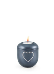 Keramická miniurna Crystal Srdce, modrá, lesklá, srdce, křišťál, svíčka