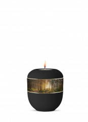 Keramická miniurna Memorius, černá, samet, les, svíčka.