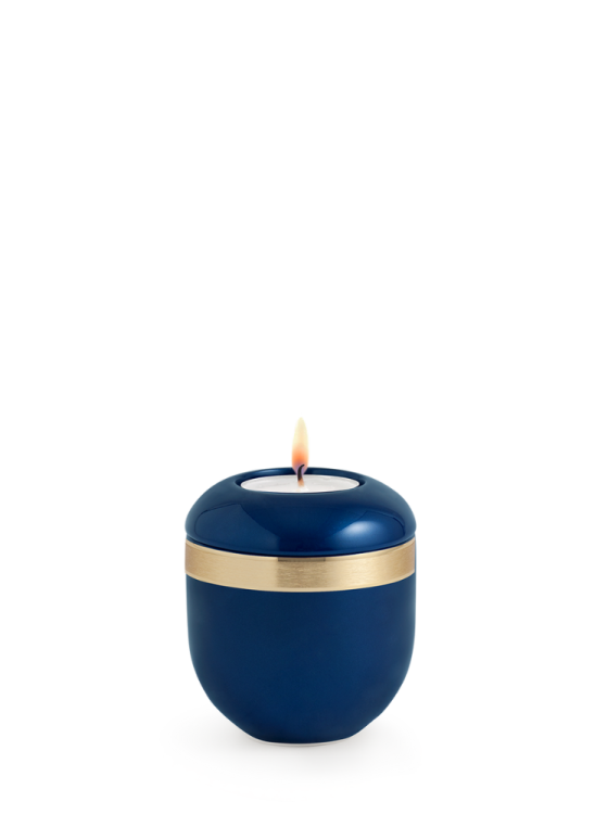 Mini-Keramikurne Brillant, blau, gold, Kerze.
