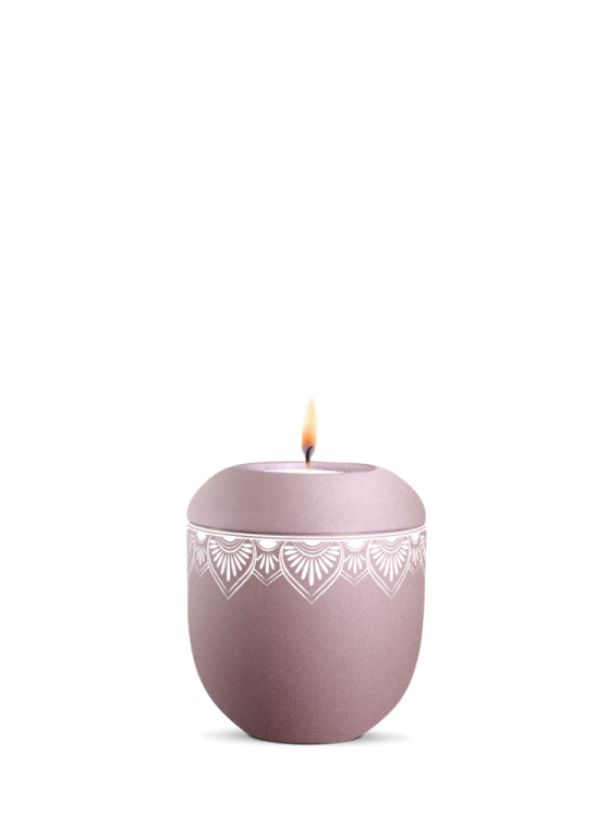 Ceramiczna mini urna Mandala, różowy, liliowy, mandala, świeca
