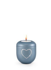 Keramická miniurna Crystal Srdce, šedá, lesklá, srdce, křišťál, svíčka