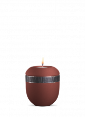 Keramická miniurna Veta, rubínová, černý pásek, svíčka