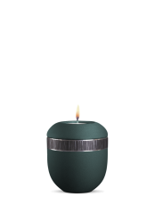 Keramická miniurna Veta, smaragdová, černý pásek, svíčka