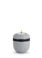 Keramická miniurna Rock Beton, šedá, beton, černý pásek, svíčka.