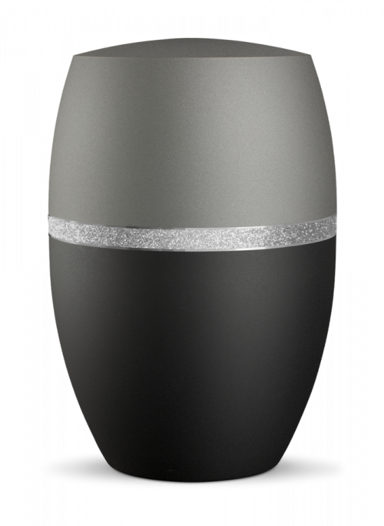 Ekologická urna Glamour Silver, černá, šedá, ozdobný pásek