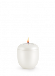 Keramická miniurna Creatio, perleť, bílá, svíčka.