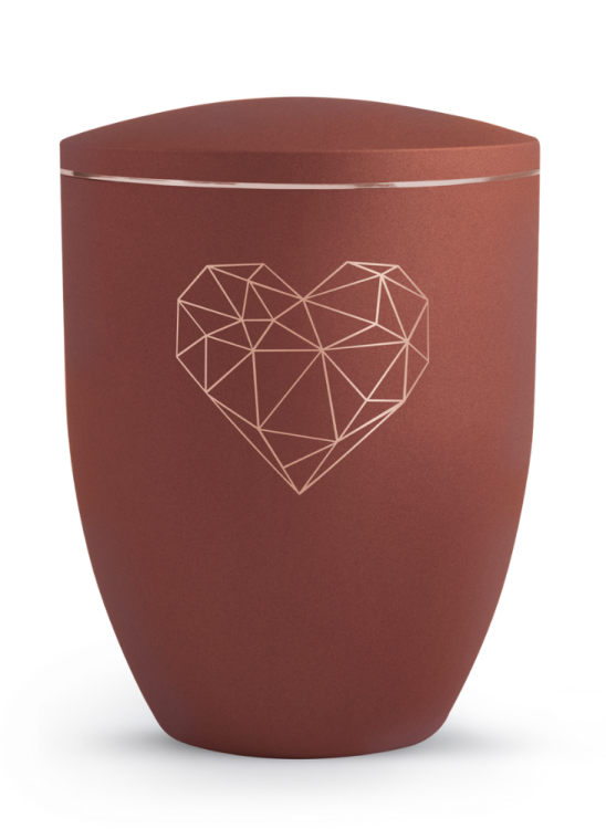 Ekologická urna Geometric, červená, srdce, ozdobný prúžok