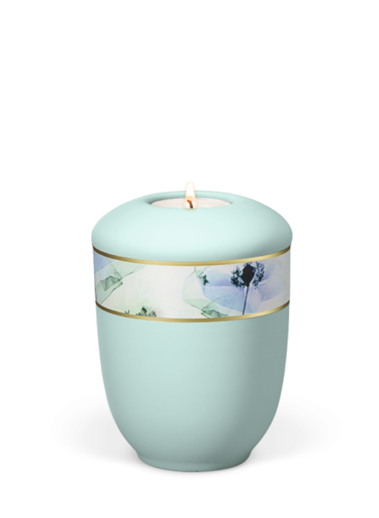 Keramik Miniurne Floral – Minzgrün