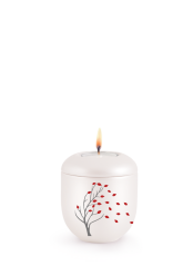 Keramická miniurna Silva II, podzimní strom, perleťově bílý, svíčka