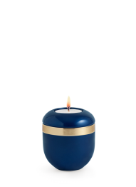 Mini-Keramikurne Brillant, blau, gold, Kerze.