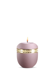 Keramická miniurna Livorno, růžová, zlatý pásek, svíčka