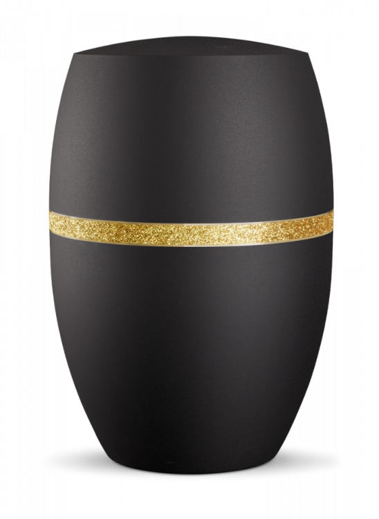 Ekologická urna Glamour Gold, černá, ozdobný pásek