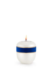 Keramická miniurna D'artiste, modrá, ozdobný pásek, svíčka