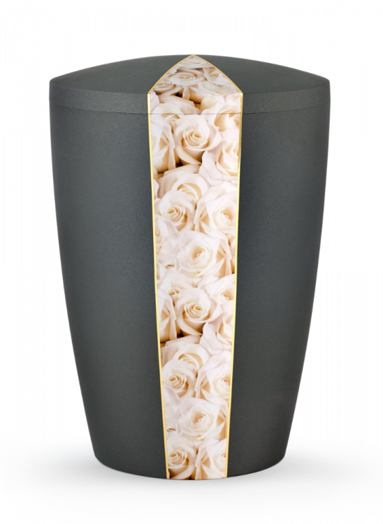 Ekologická urna Flora Black, bílé růže